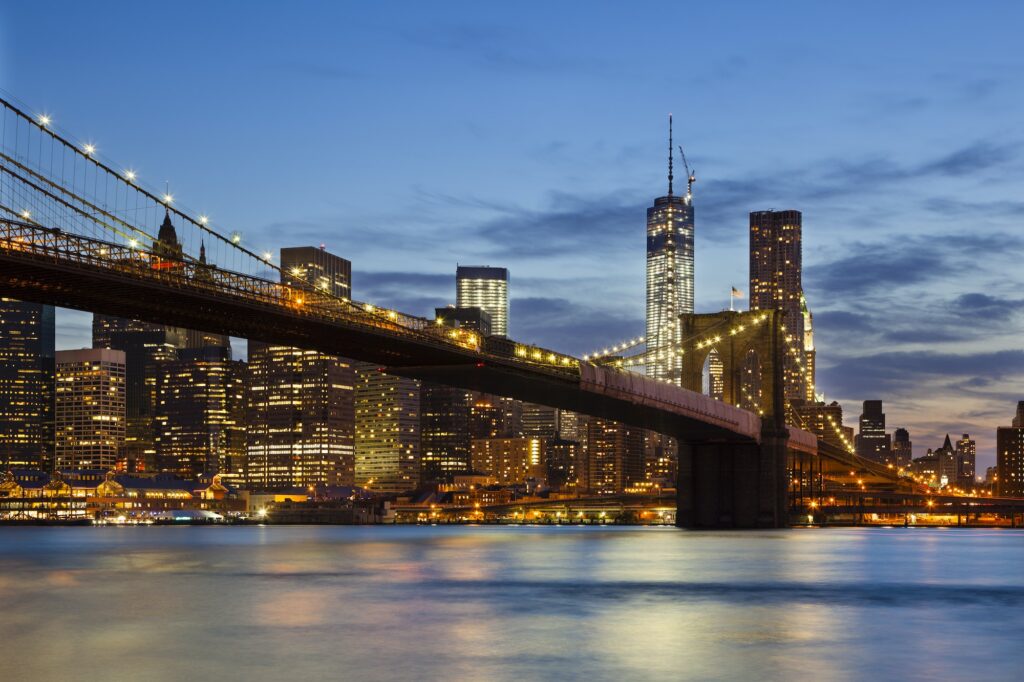 Brooklyn Bridge in New York At Night