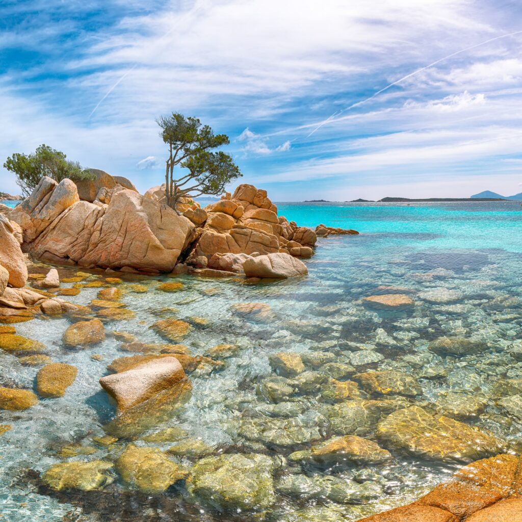 Astonishing view of Capriccioli beach in Costa Smeralda.